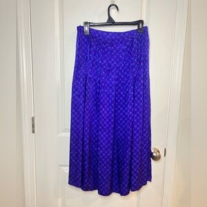 Women’s Purple maxi skirt 100% silk blue geometric floral pattern Sz 12